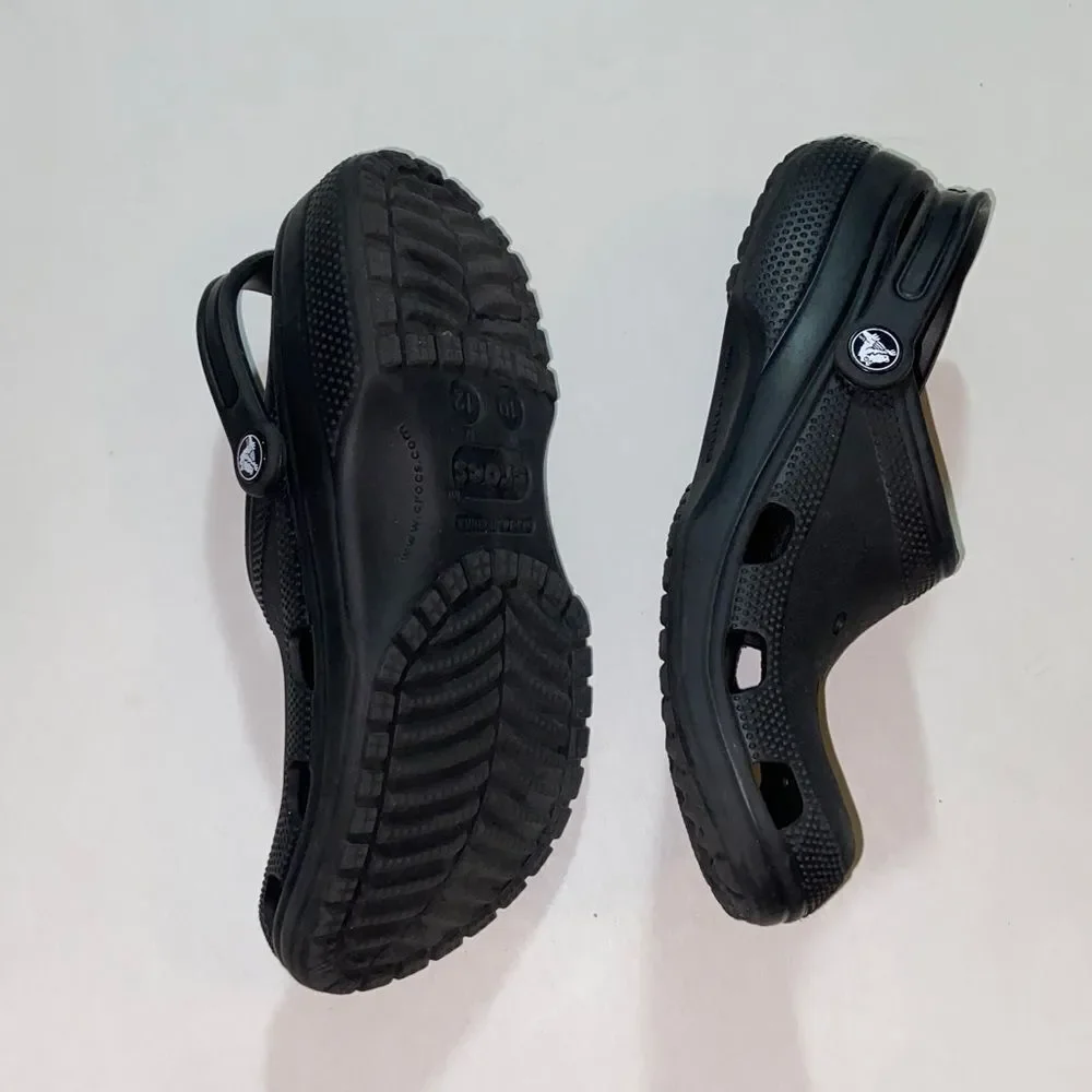 CROCS Kids Youth Black Slip-On Slippers Size M 10 W 12